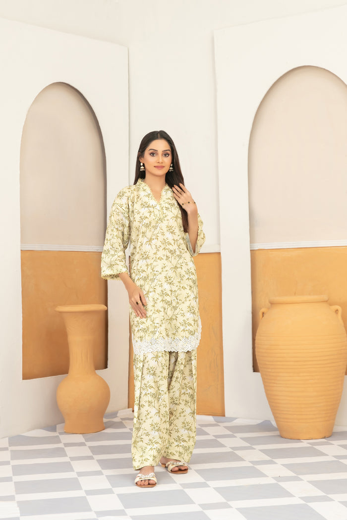 Sunnifa 2pcs Stitched Emb Printed Swiss [D-2008]