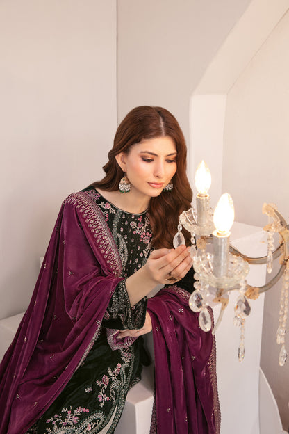 SHAHKAAR 3pcs Un-Stitched Fancy Heavy Emb Velvet [D-3946]
