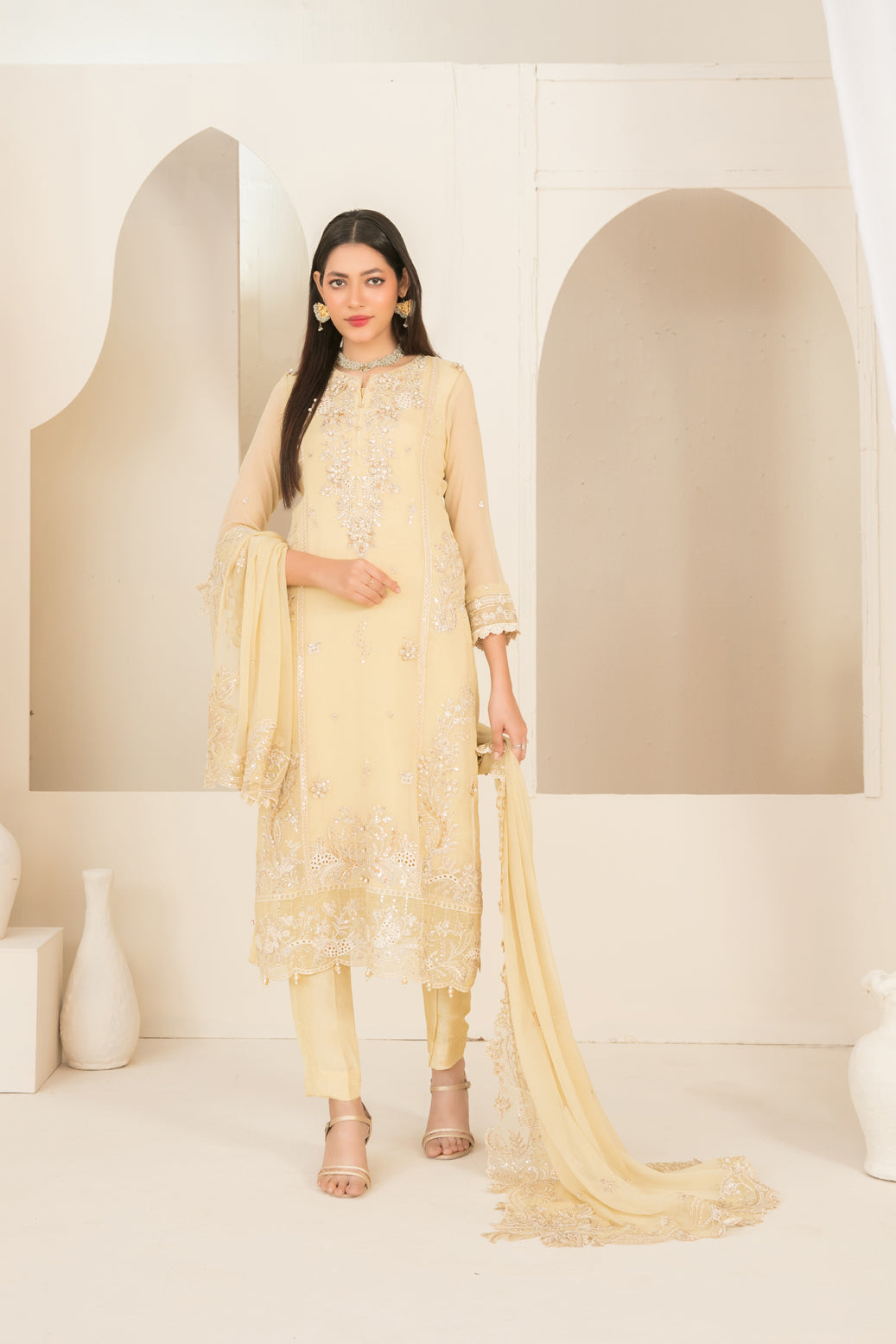 EMBER 3pcs SEMI-Stitched Emb CHIFFON