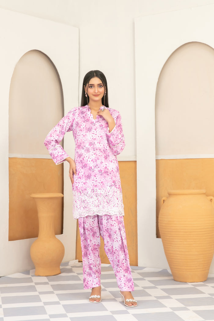 Sunnifa 2pcs Stitched Emb Printed Swiss [D-2004]