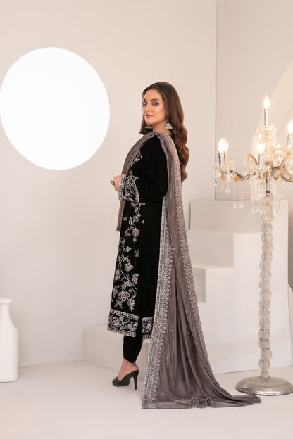 SHAHKAAR 3pcs Un-Stitched Fancy Heavy Emb Velvet [D-3941]
