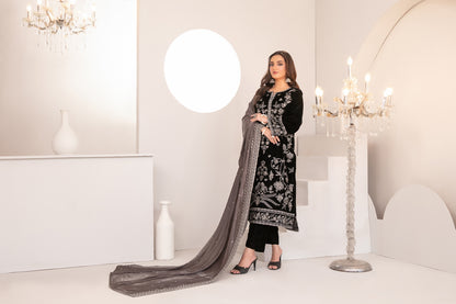 SHAHKAAR 3pcs Un-Stitched Fancy Heavy Emb Velvet [D-3941]
