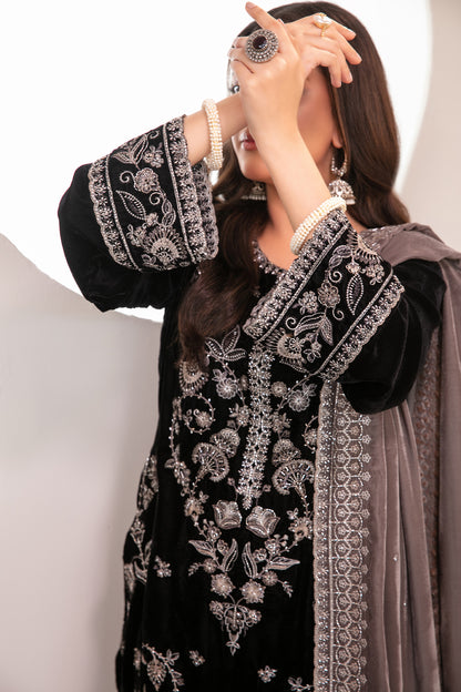 SHAHKAAR 3pcs Un-Stitched Fancy Heavy Emb Velvet [D-3941]