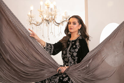 SHAHKAAR 3pcs Un-Stitched Fancy Heavy Emb Velvet [D-3941]