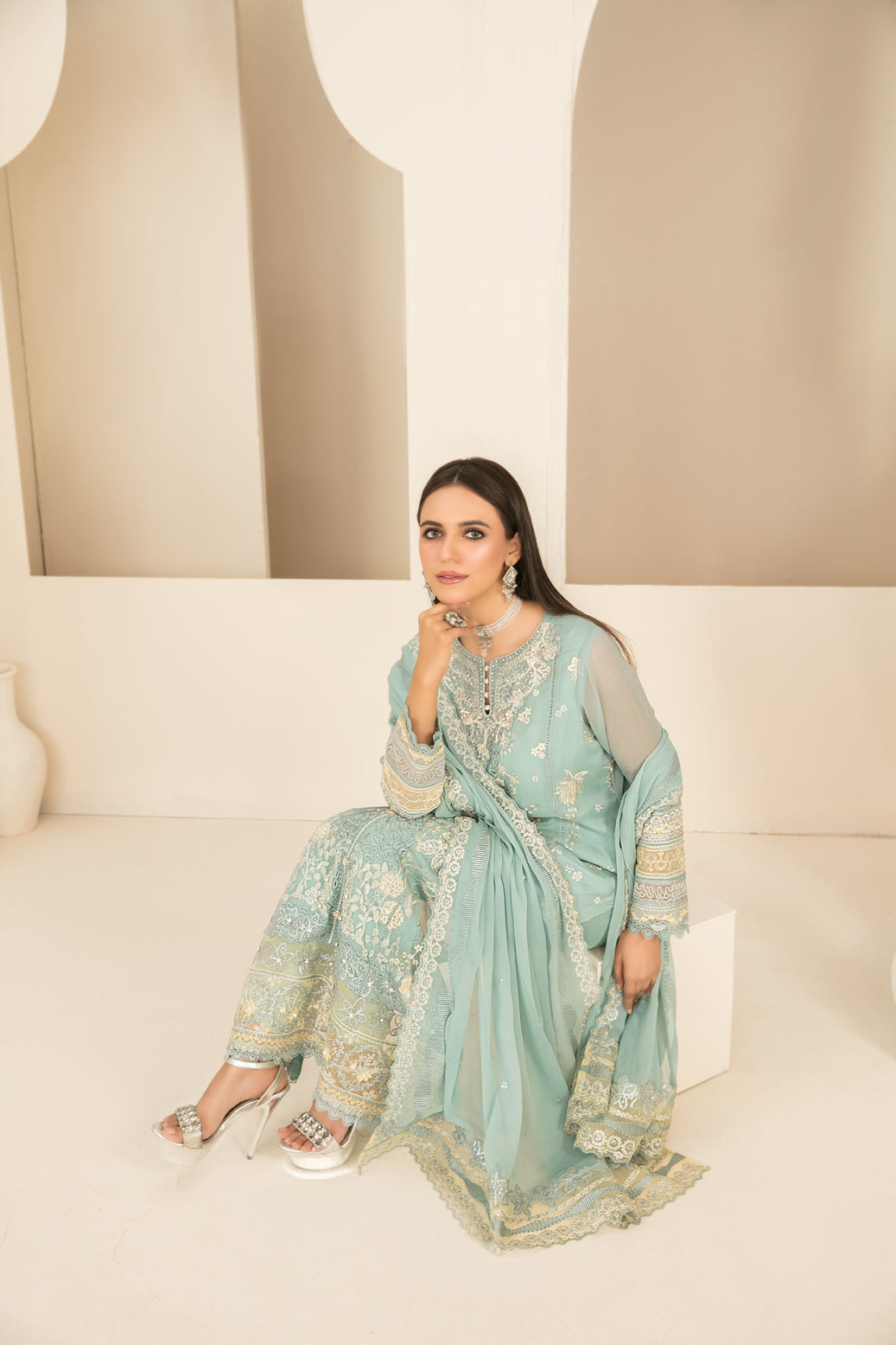 EMBER 3pcs SEMI-Stitched Emb CHIFFON