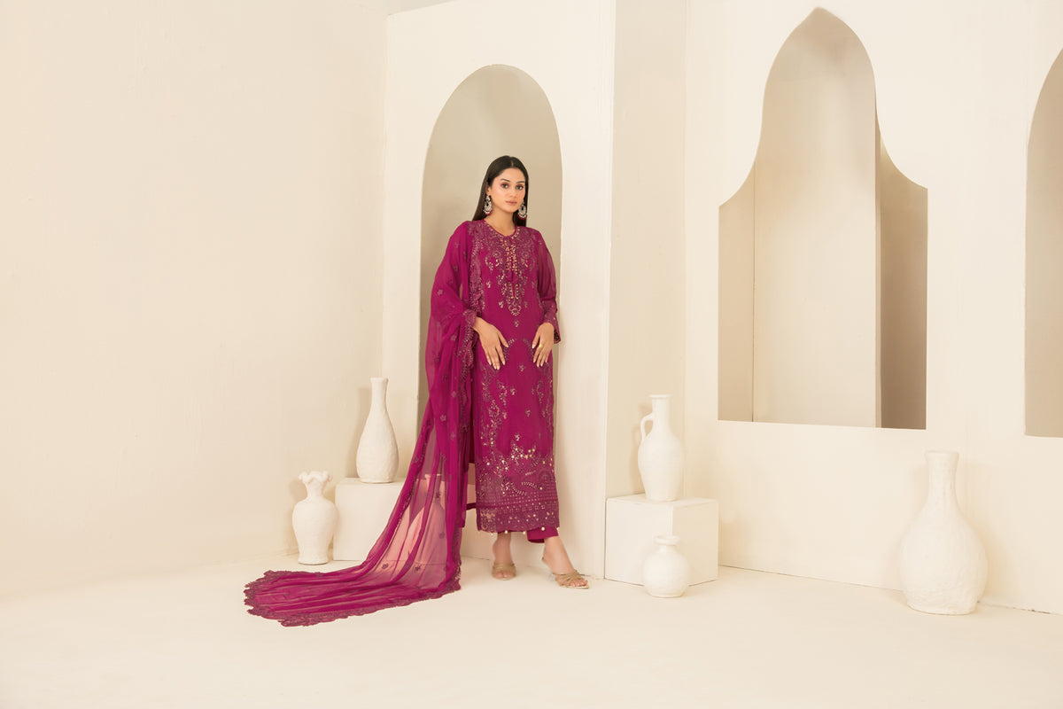 EMBER 3pcs SEMI-Stitched Emb CHIFFON