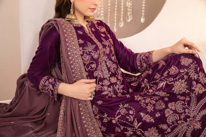 SHAHKAAR 3pcs Un-Stitched Fancy Heavy Emb Velvet [D-3942]