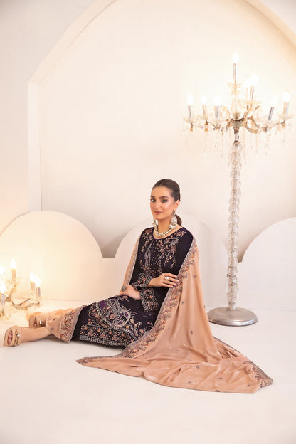 SHAHKAAR 3pcs Un-Stitched Fancy Heavy Emb Velvet [D-3945]