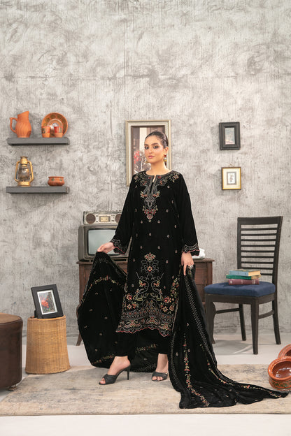 YAADEIN 3pcs Un-Stitched Fancy Heavy Emb Velvet [D-5936]