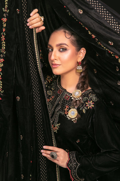 YAADEIN 3pcs Un-Stitched Fancy Heavy Emb Velvet [D-5936]