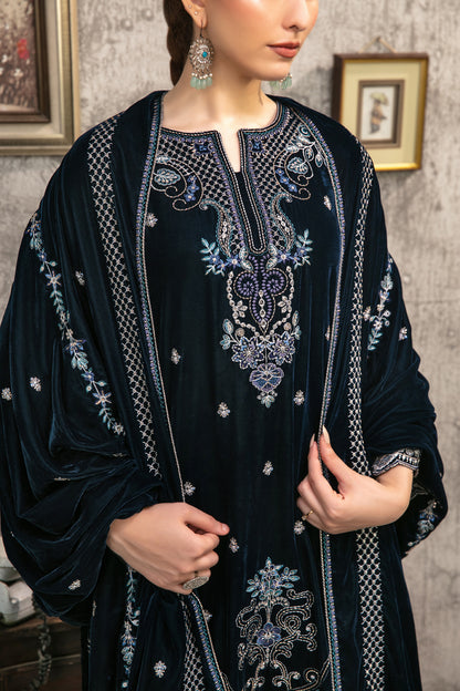 YAADEIN 3pcs Un-Stitched Fancy Heavy Emb Velvet [D-5938]