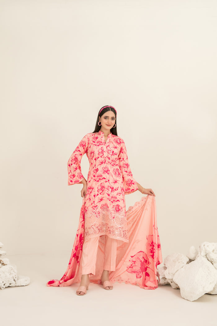 Suhana 3Pcs Unstitched Daman Emb Printed Viscose D-4899