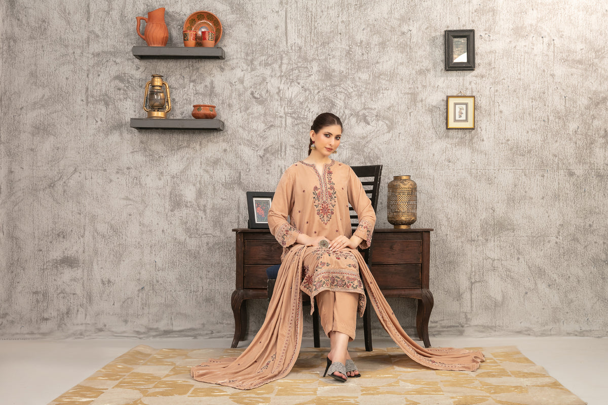 YAADEIN 3pcs Un-Stitched Fancy Heavy Emb Velvet [D-5940]