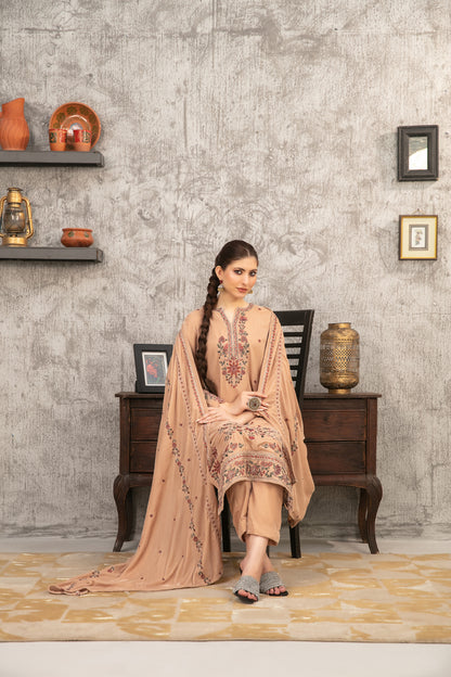 YAADEIN 3pcs Un-Stitched Fancy Heavy Emb Velvet [D-5940]