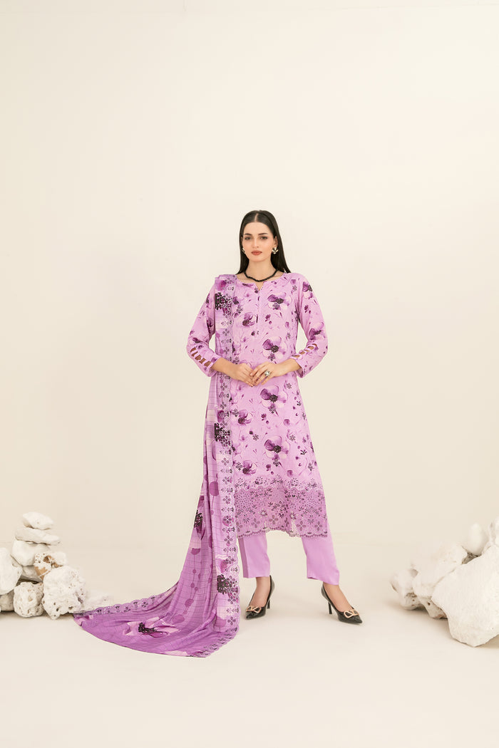 Suhana 3Pcs Unstitched Daman Emb Printed Viscose D-4894
