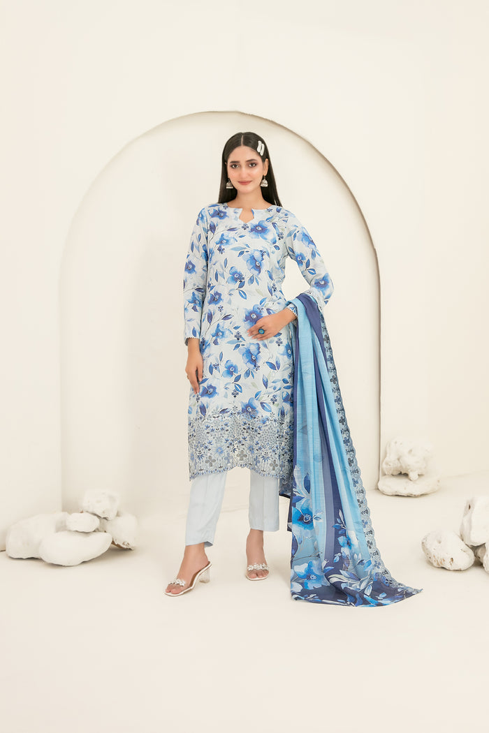 Suhana 3Pcs Unstitched Daman Emb Printed Viscose D-4897
