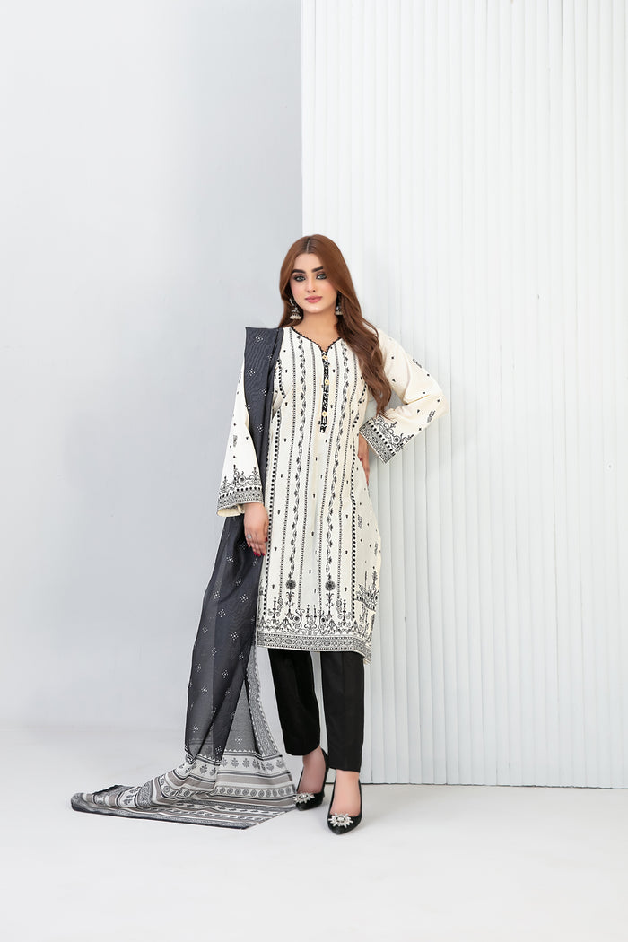Zeest 3pcs Stitched Emb Lawn [D-2203]