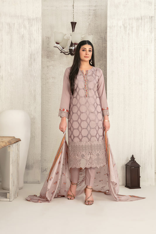 Hiranur 3pcs Stitched Fancy Emb Lawn [D-3195]