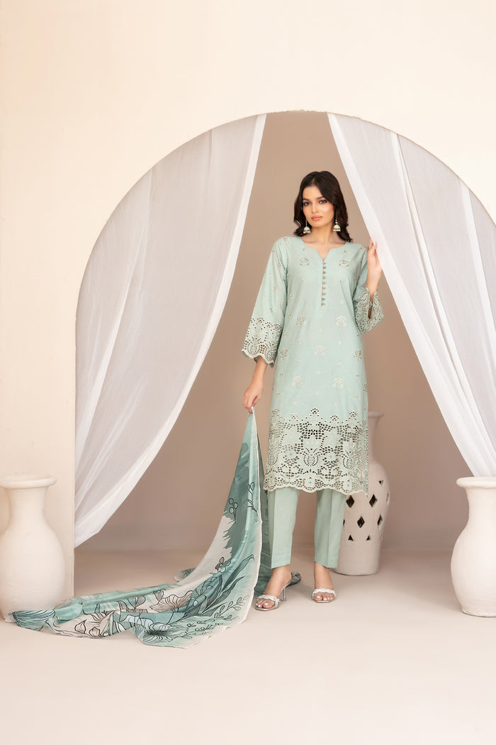 Nazifa 3pcs Stitched Schiffli Emb Lawn [D-1043]