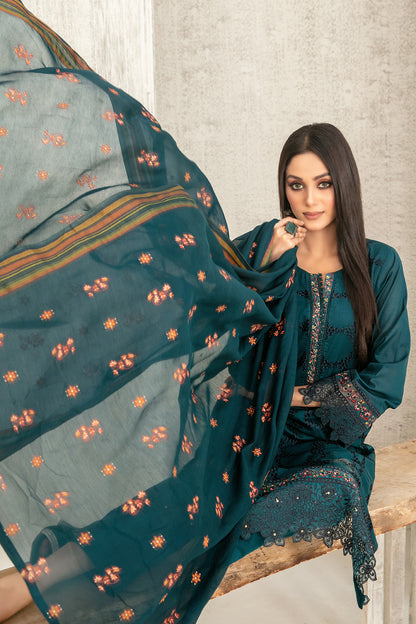 Hiranur 3pcs Stitched Fancy Emb Lawn [D-3200]