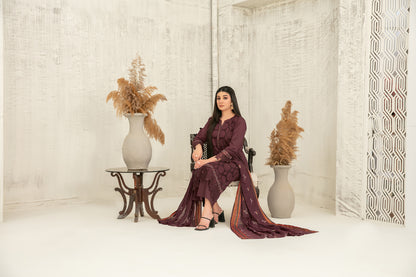 Hiranur 3pcs Stitched Fancy Emb Lawn [D-3199]