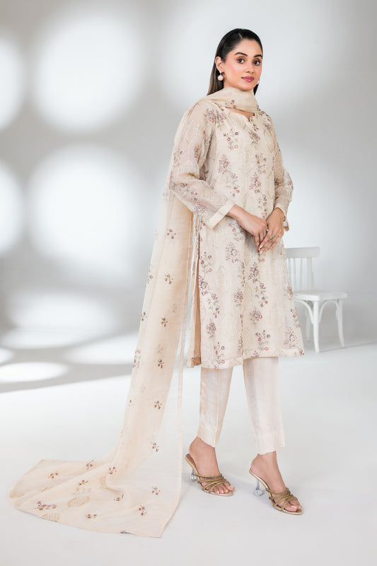 RAAGAINA 3pcs Un-Stitched Emb Fancy Khadi [D-5834]