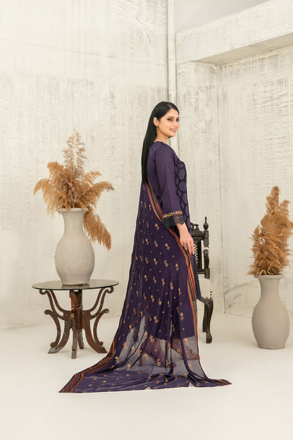 Hiranur 3pcs Stitched Fancy Emb Lawn [D-3198]