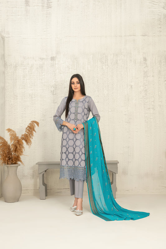 Hiranur 3pcs Stitched Fancy Emb Lawn [D-3193]