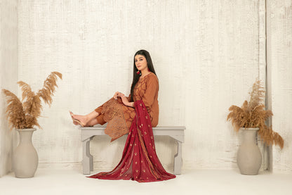 Hiranur 3pcs Stitched Fancy Emb Lawn [D-3201]