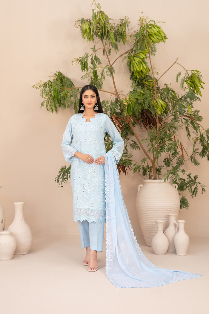 Simay 3pcs Stitched Emb Lawn [D-1448]