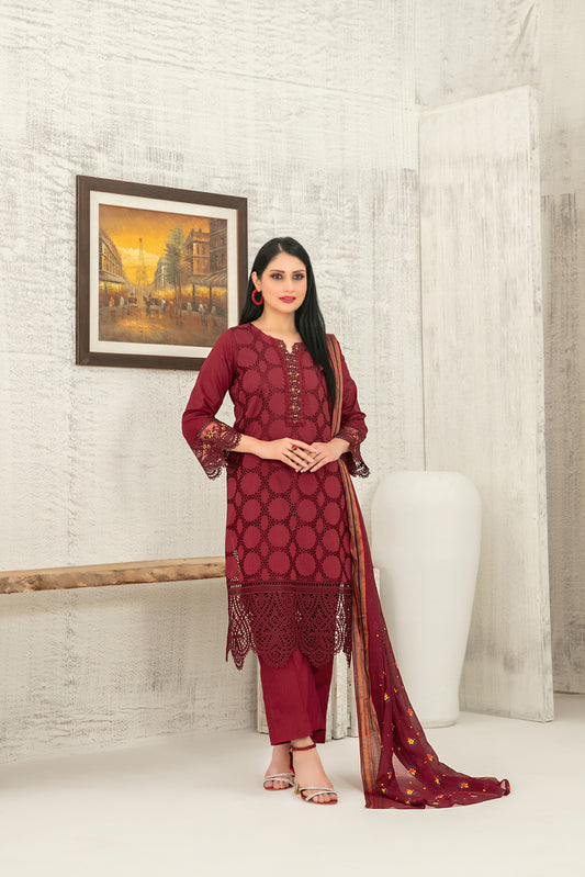 Hiranur 3pcs Stitched Fancy Emb Lawn [D-3194]