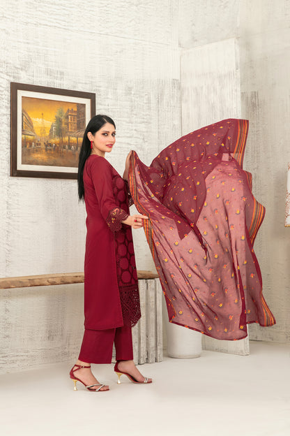 Hiranur 3pcs Stitched Fancy Emb Lawn [D-3194]
