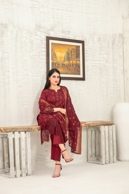 Hiranur 3pcs Stitched Fancy Emb Lawn [D-3194]