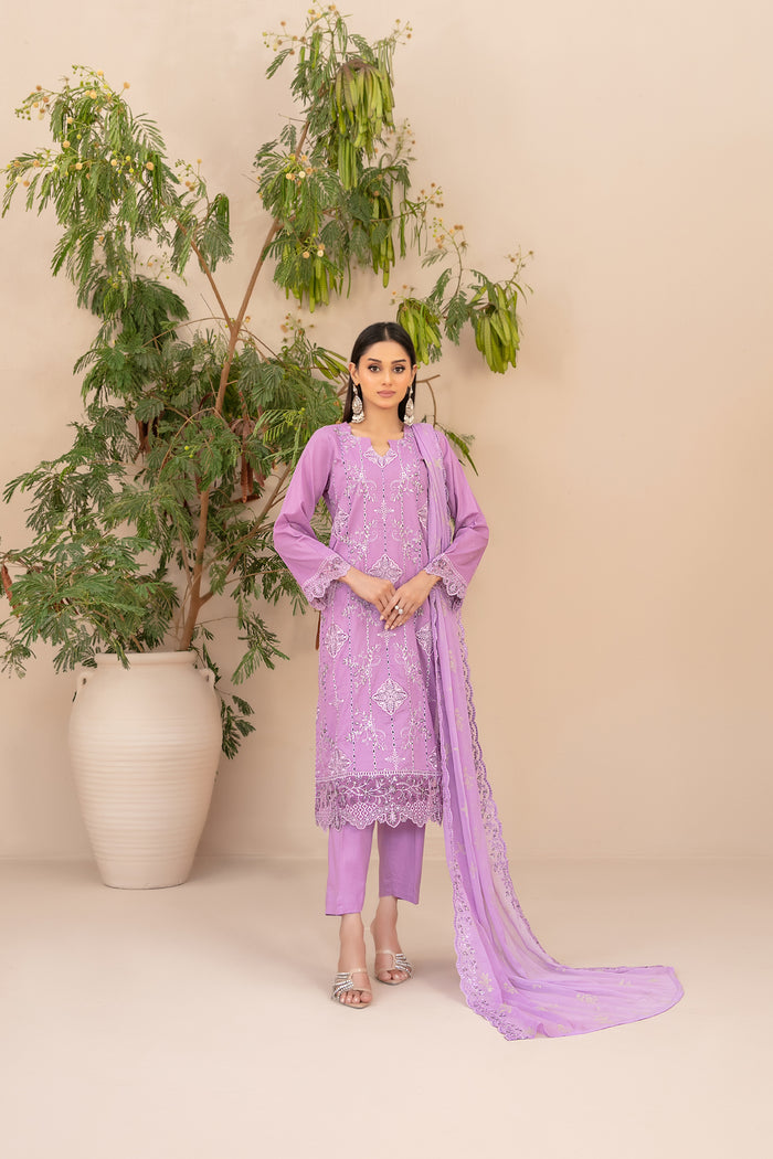 Simay 3pcs Stitched Emb Lawn [D-1449]