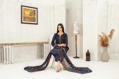 Hiranur 3pcs Stitched Fancy Emb Lawn [D-3197]