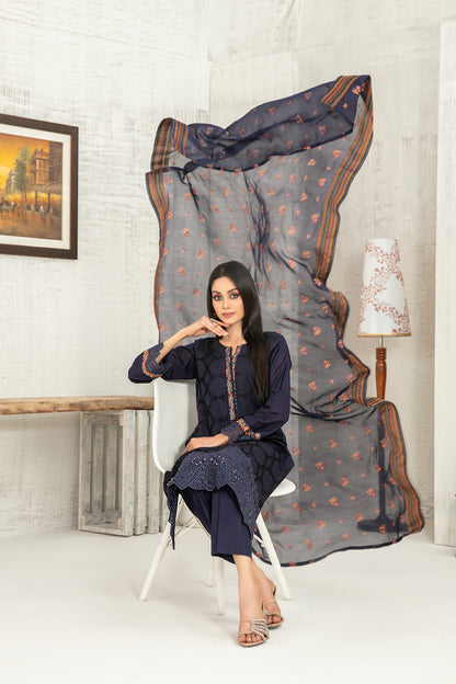 Hiranur 3pcs Stitched Fancy Emb Lawn [D-3197]