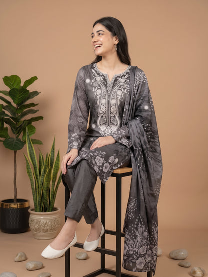 MAHIRI 3pcs Un-Stitched Emb Printed Staple [D-5923]