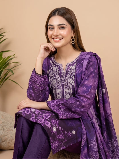 MAHIRI 3pcs Un-Stitched Emb Printed Staple [D-5921]