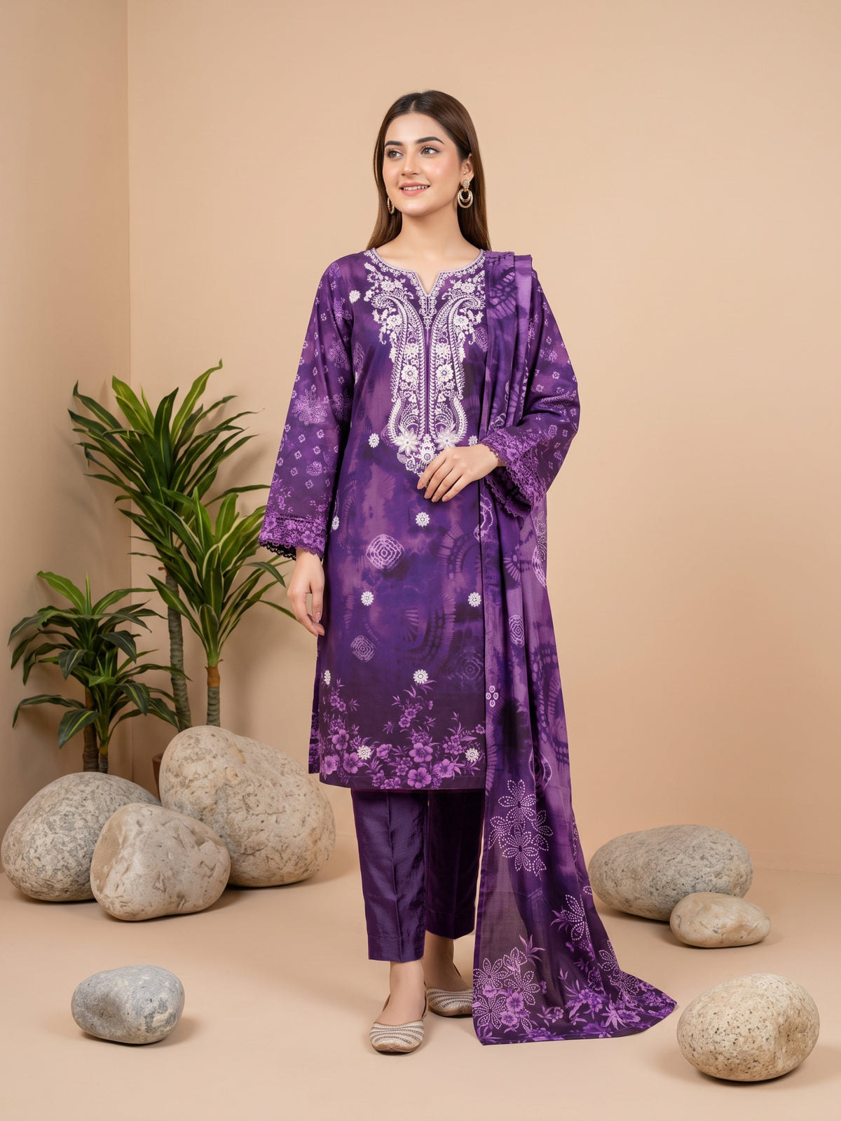 MAHIRI 3pcs Un-Stitched Emb Printed Staple [D-5921]