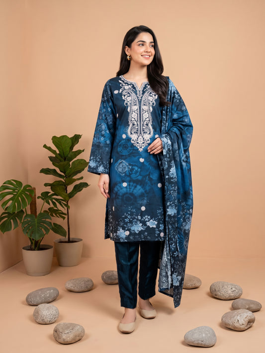 MAHIRI 3pcs Un-Stitched Emb Printed Staple [D-5922]
