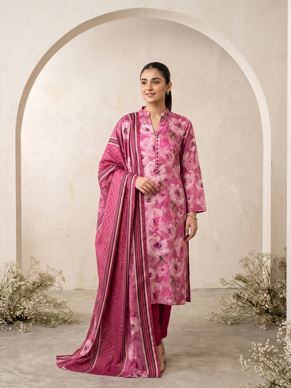 ZEBA 3pcs Un-Stitched Printed Staple [D-6653]