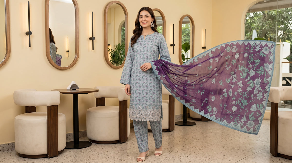 ZAINA 3pcs Un-Stitched Emb Printed Cotton [D-5956]