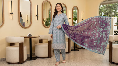 ZAINA 3pcs Un-Stitched Emb Printed Cotton [D-5956]