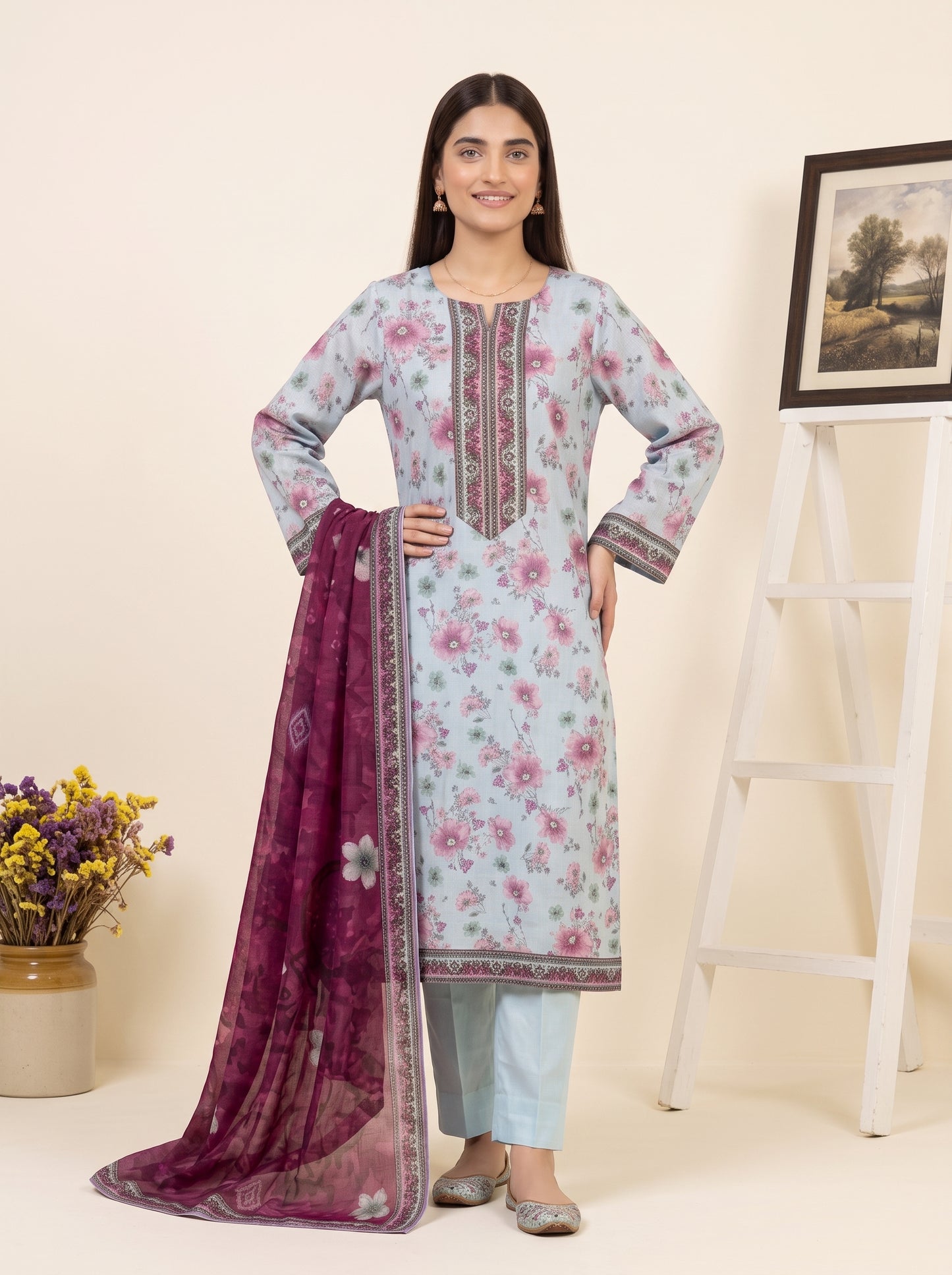 LAVINIA 3pcs Un-Stitched Printed Lawn [D-07]