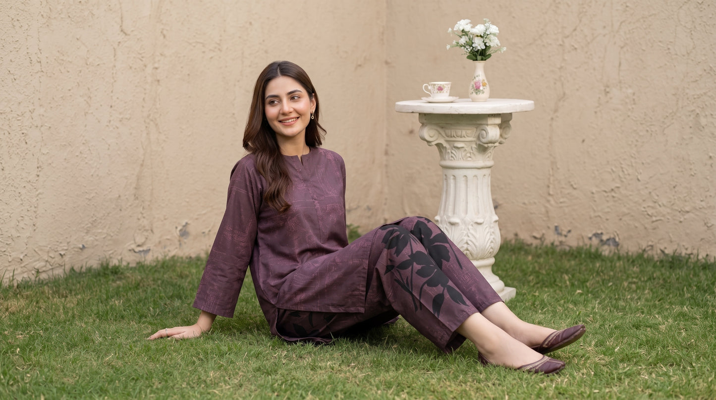 Emaan 2pcs Stitched Printed Crepe [D-4385]