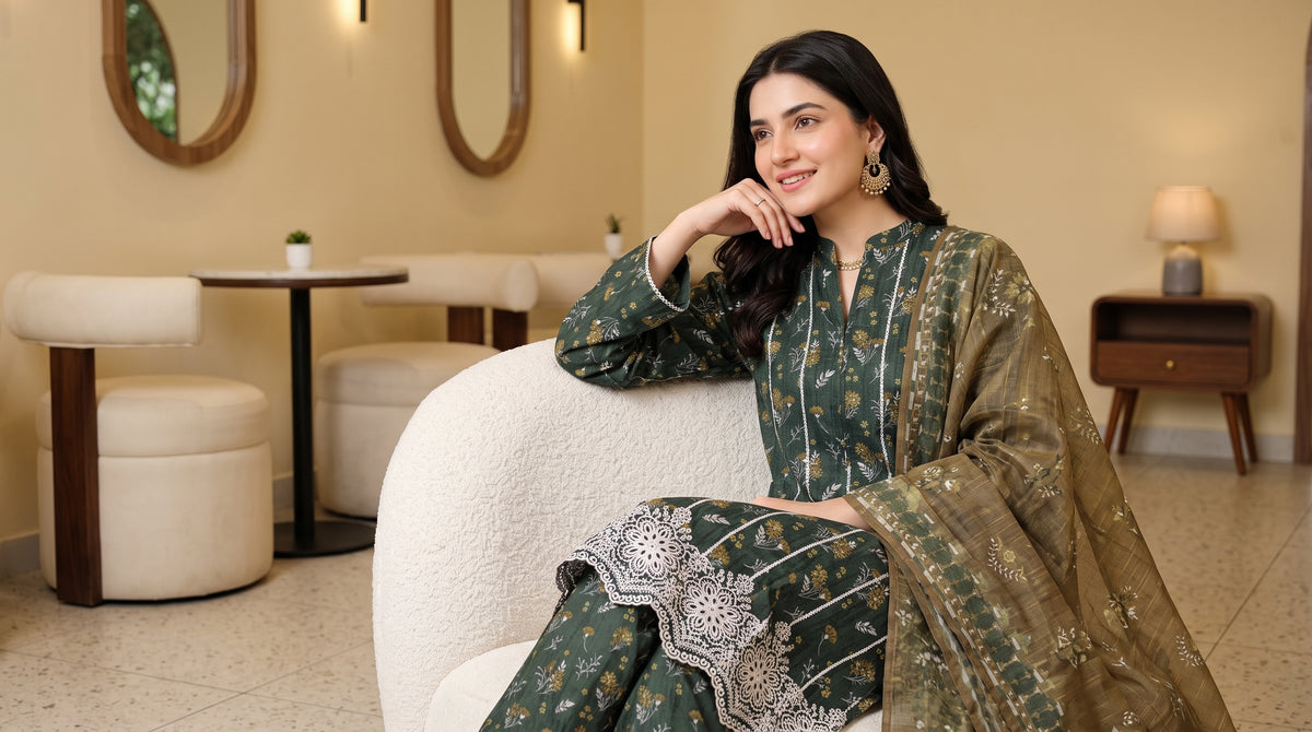 ZAINA 3pcs Un-Stitched Emb Printed Cotton [D-5962]
