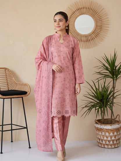 QAINAAT V1 3pcs Un-Stitched Emb Dhanak [D-6561]