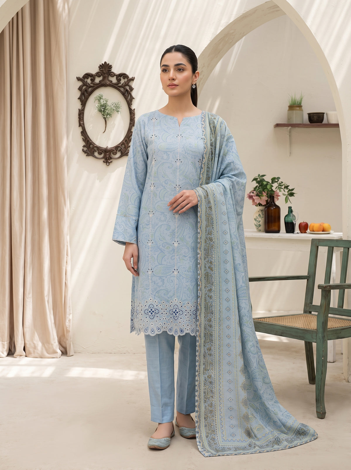SAHAR 3pcs Un-Stitched Emb Viscose [D-6609]