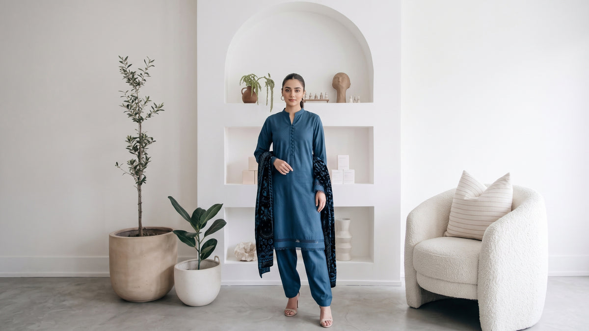 AERIS 3pcs Un-Stitched Jacquard  Dhanak [D-6748]