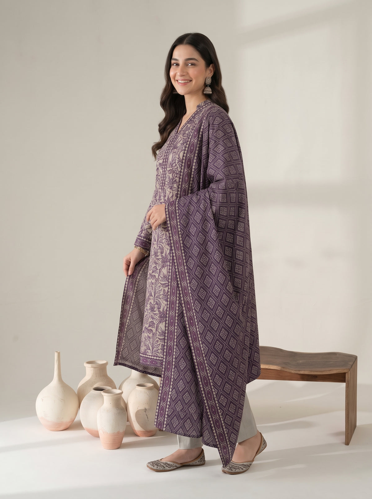 RESHAM 3pcs Un-Stitched Printed Khaddar [D-6282]